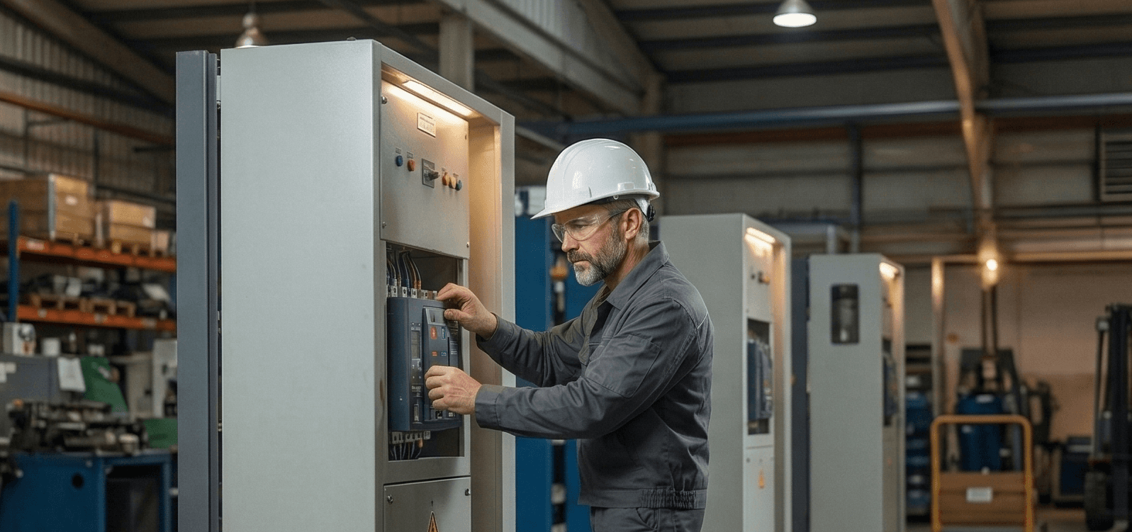 Eletricista a trabalhar num quadro elétrico
